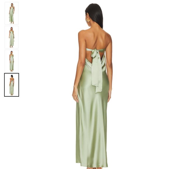 WeWoreWhat Strapless Silky Maxi Dress in Sage - Picture 3 of 11